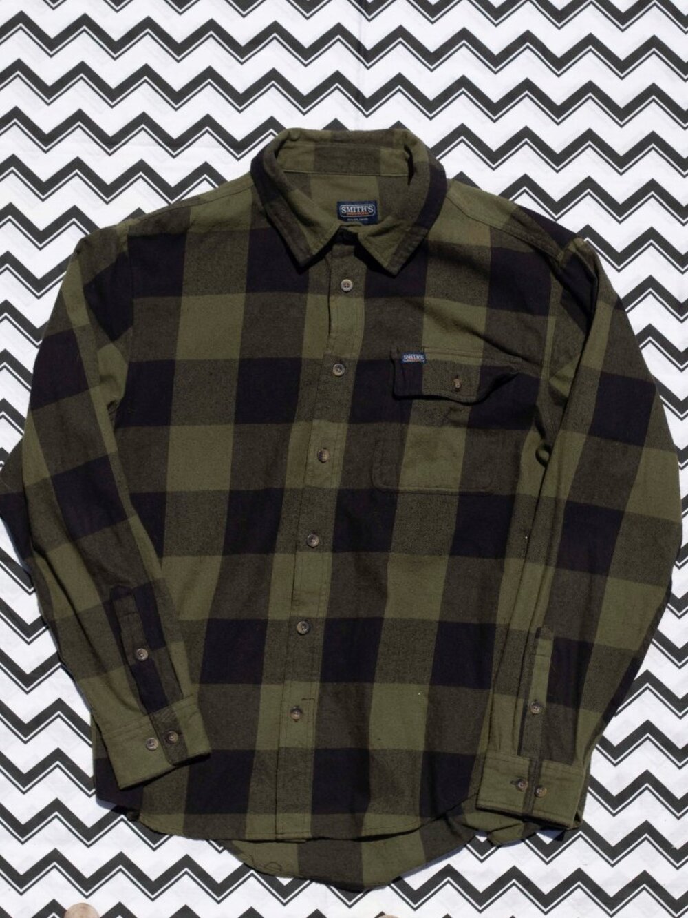 -L- SMITHS Workwear Green Flannel | Outdoor Durable Mens Fashion Gear Button